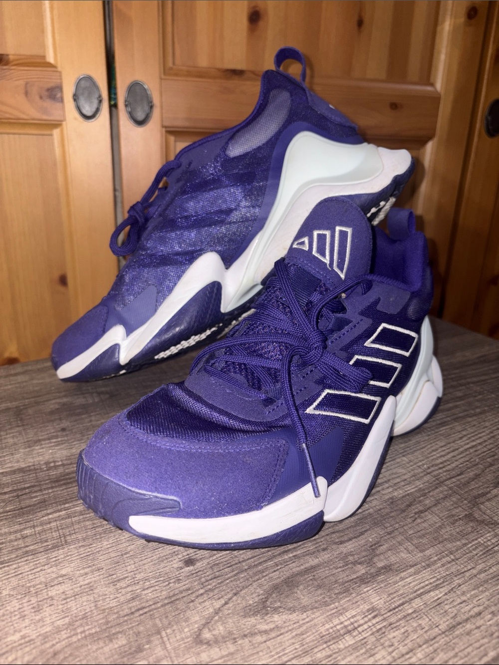 adidas Purple and White Chunky Lace-Up Sneakers